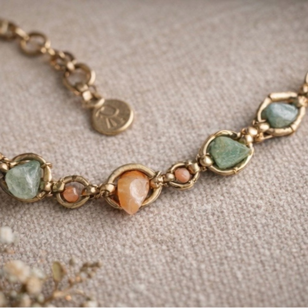 Earthy Gemstone Station Necklace ✨ Boho Artisan Natural Stone Look
